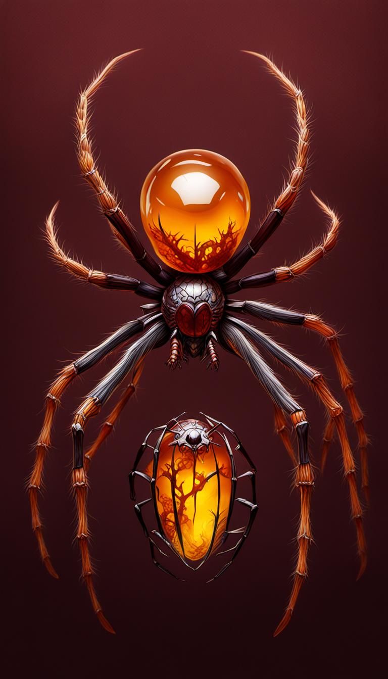 Earthy Spider in Maroon and Amber Art