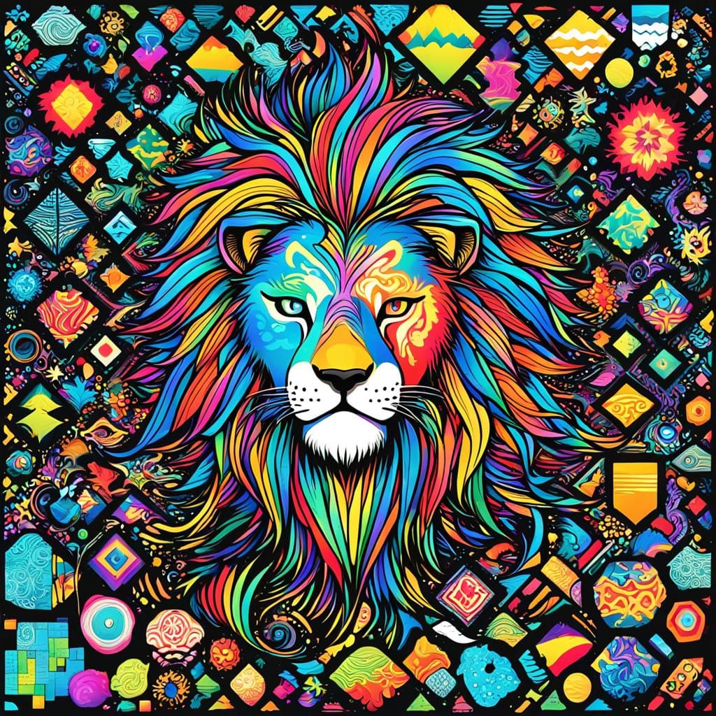 Majestic Lion Roar in Bold Anime Style