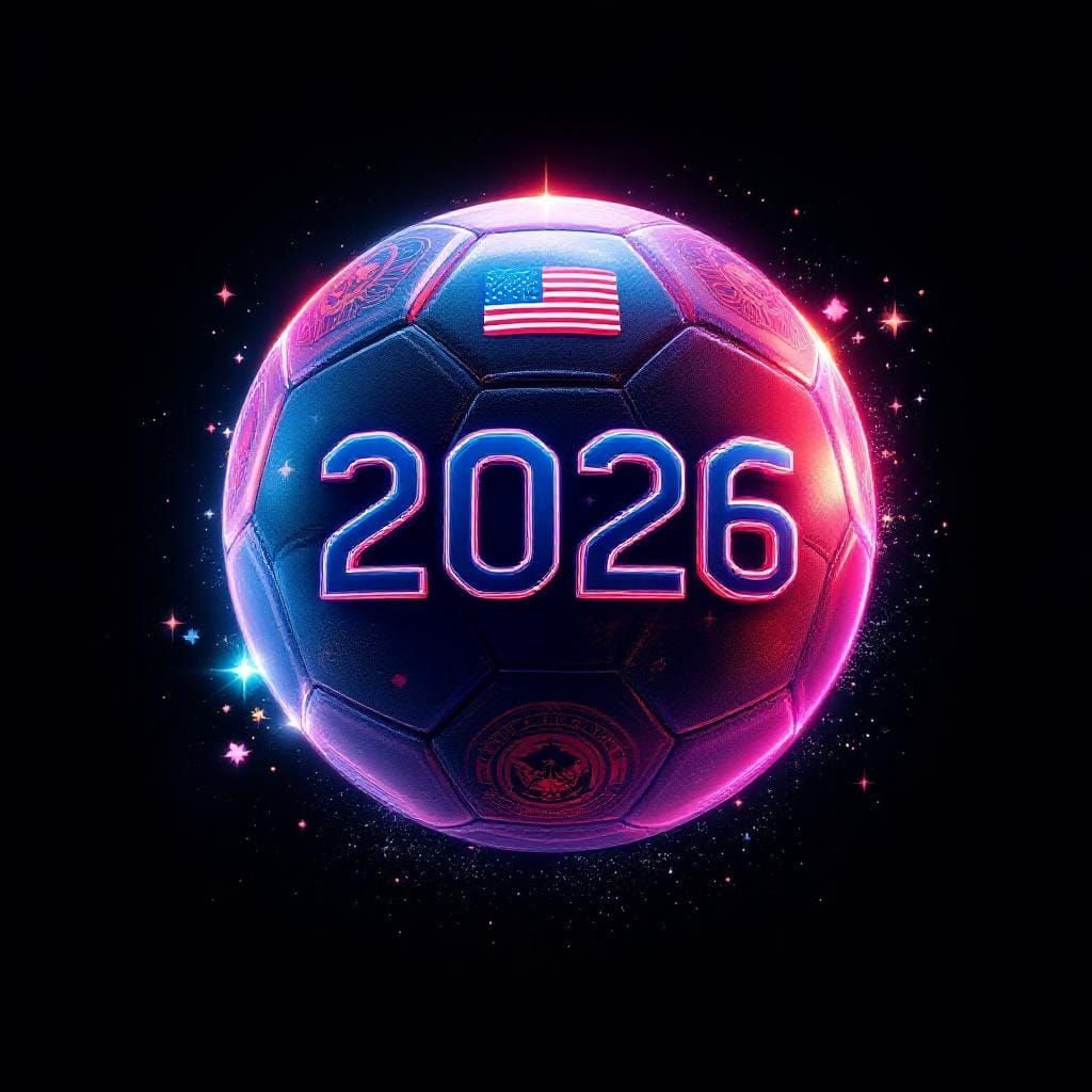Dynamic 2026 World Cup Logo in Fantasy Art Style