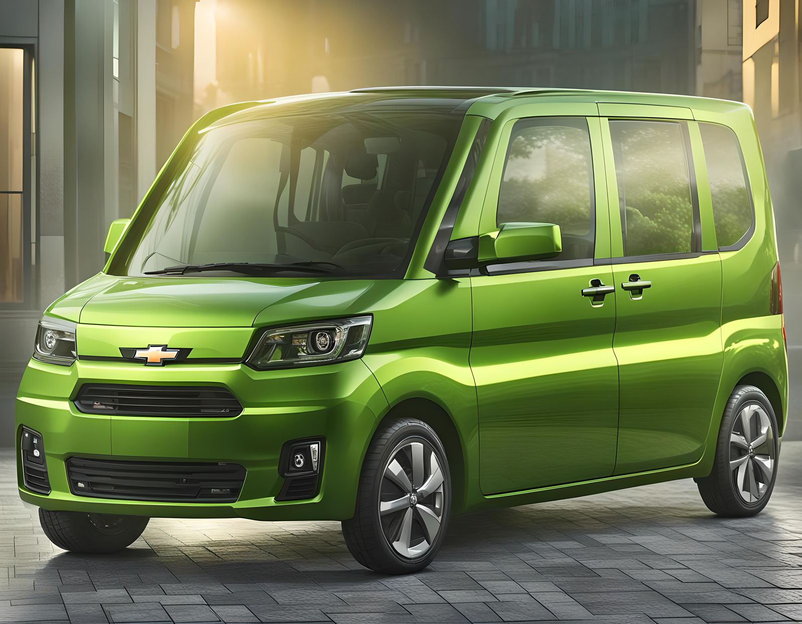 Lime Green 2013 Chevrolet Tanto MPV Render