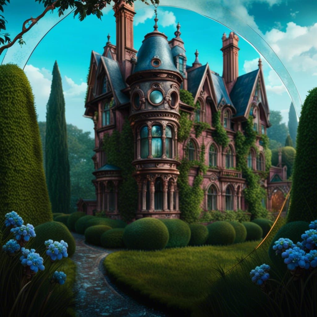 Victorian Gothic Mansion in Overgrown English Garden