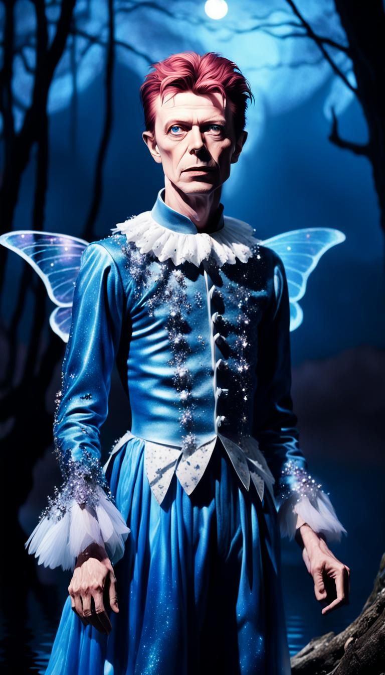 David Bowie as Blue Pierrot with Fairy Wings