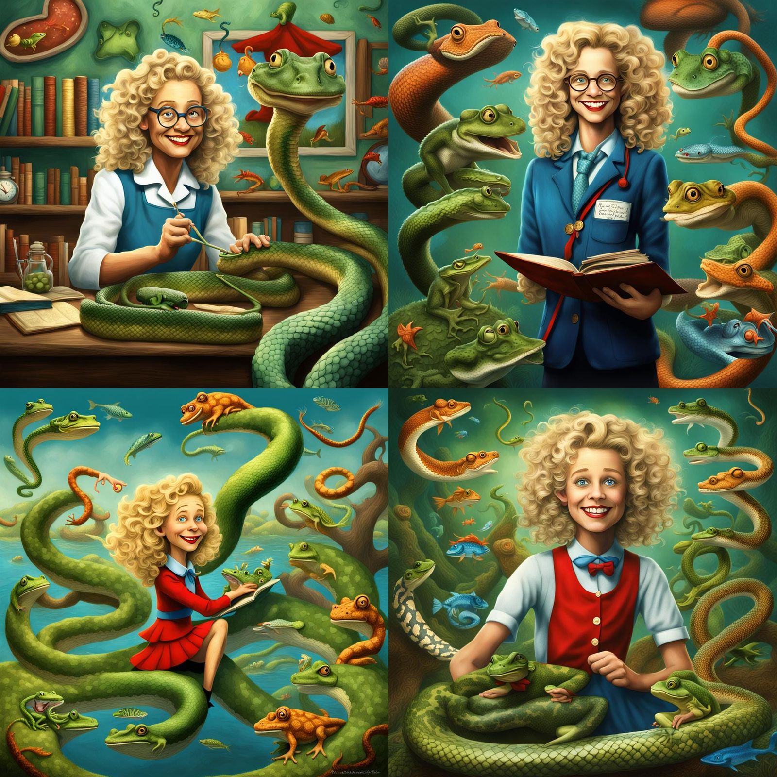 Dr. Seuss Style Teacher in Whimsical Scene