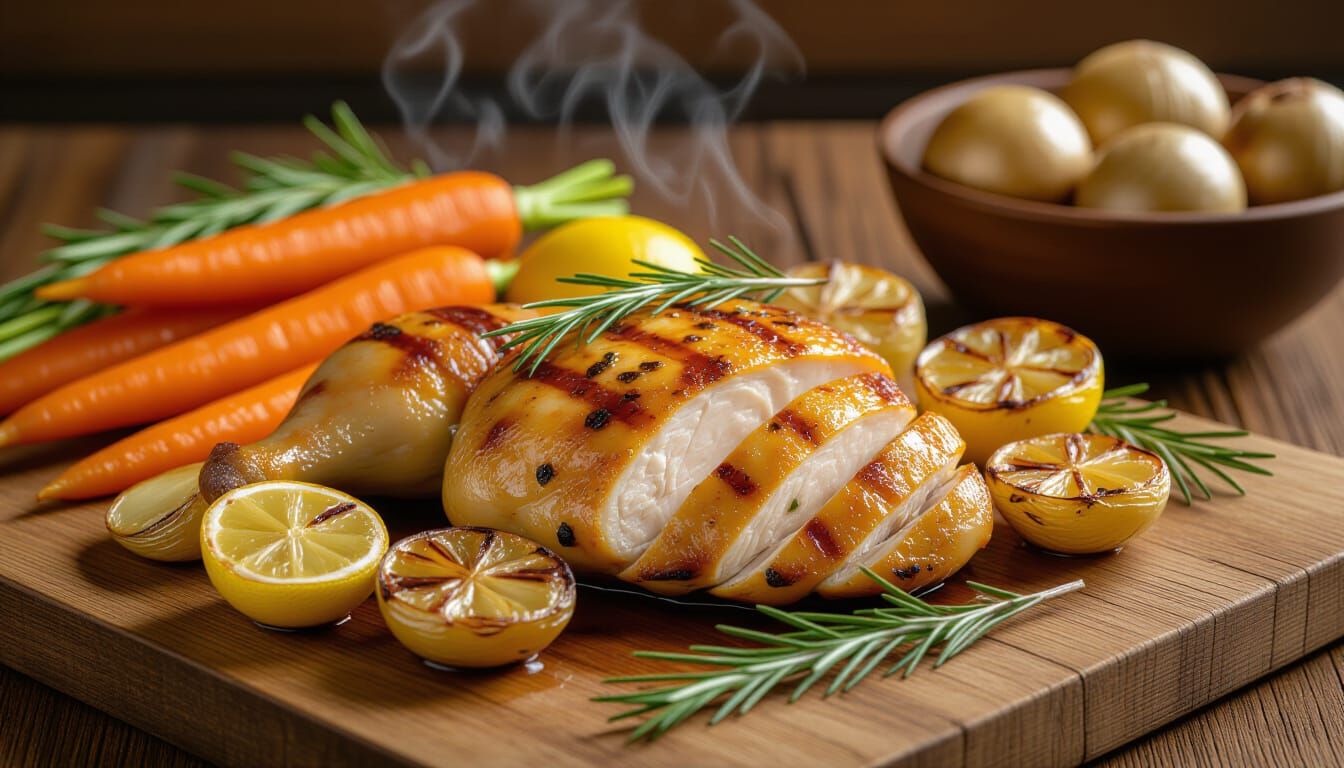Golden Grilled Chicken with Roasted Vegetables