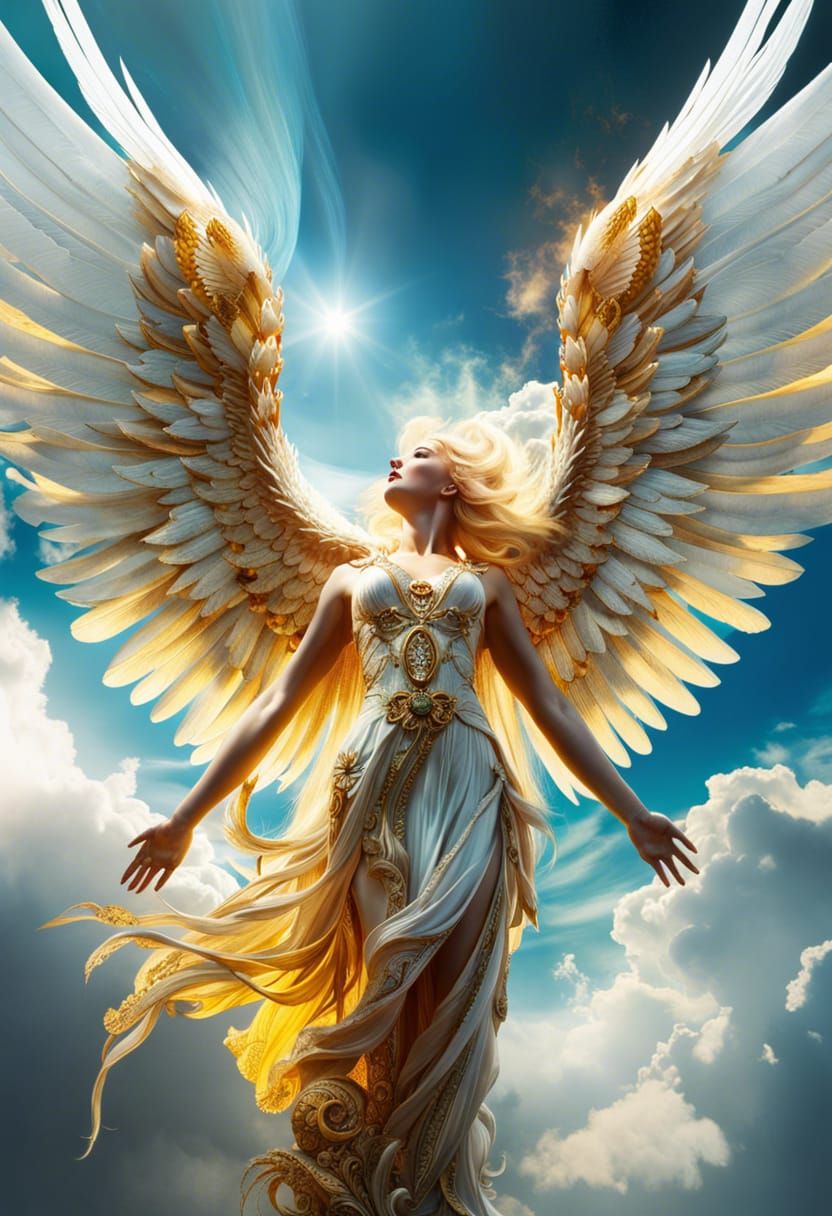 Radiant Solar Angel Rising into the Sky