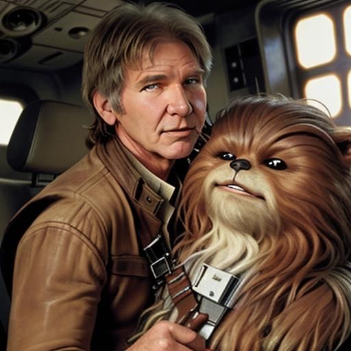 Han Solo Petting Chewbacca: A Star Wars Moment