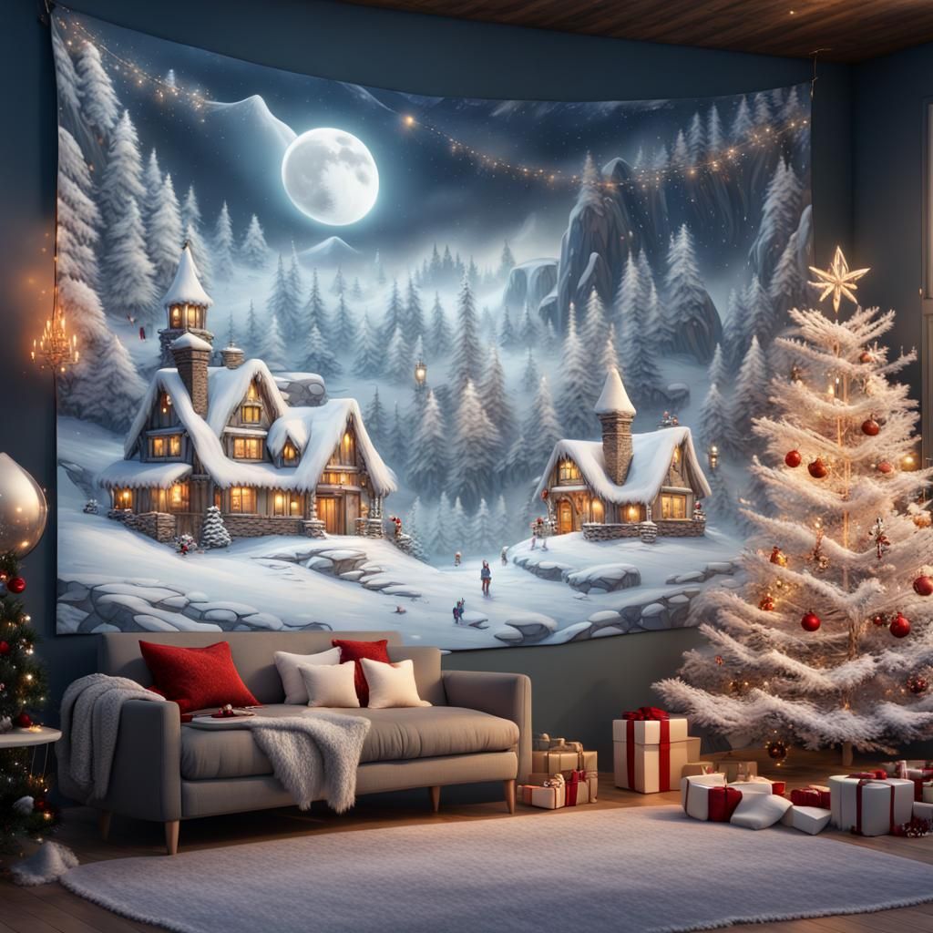 Winter Wonderland Christmas Tapestry in Detailed Matte Paint...