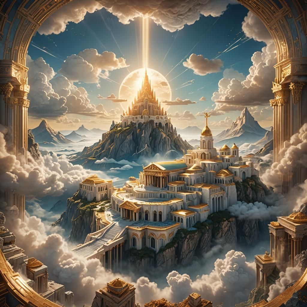 Cloud Kingdom of Greek Gods: Art Deco Fantasy