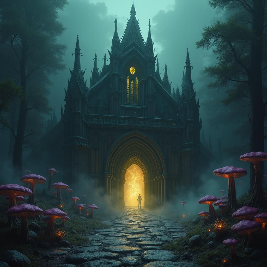 Ghastly Bone Cathedral in Beksiński Style