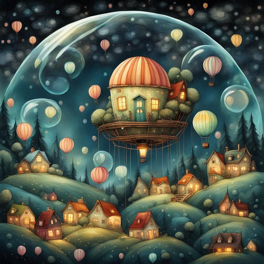 Whimsical Fantasy World in Starry Universe