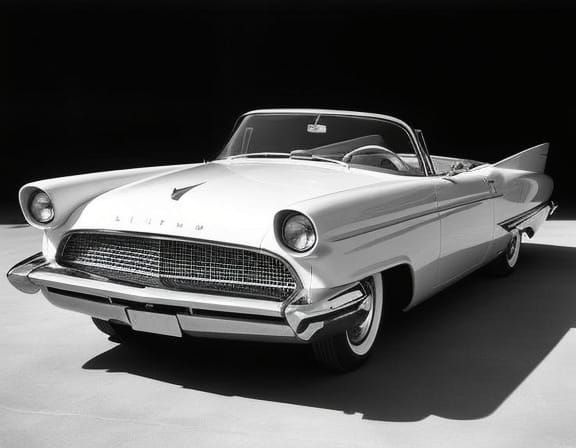 1955 Lincoln Futura Drives at Dusk: Retro-Futuristic Illustr...
