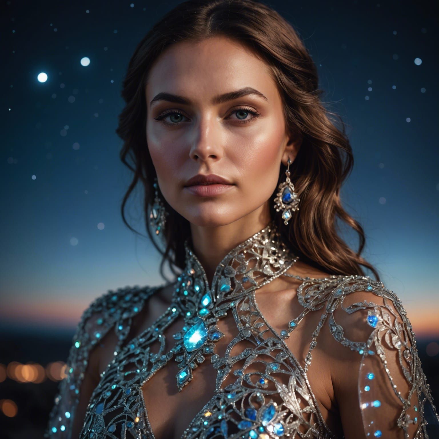 Woman in Glass Dress Portrait