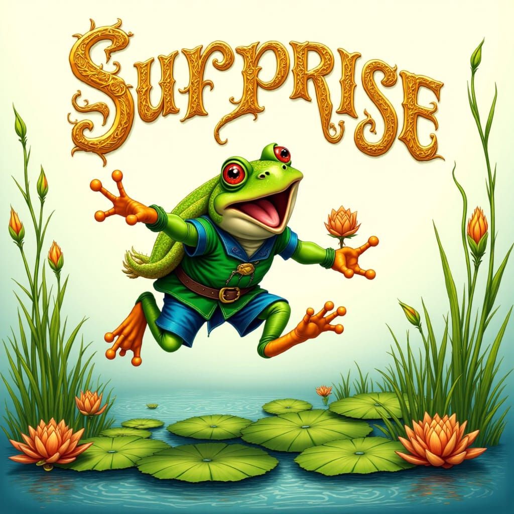 Joyful Frog Leaps with Surprise in Celtic Style