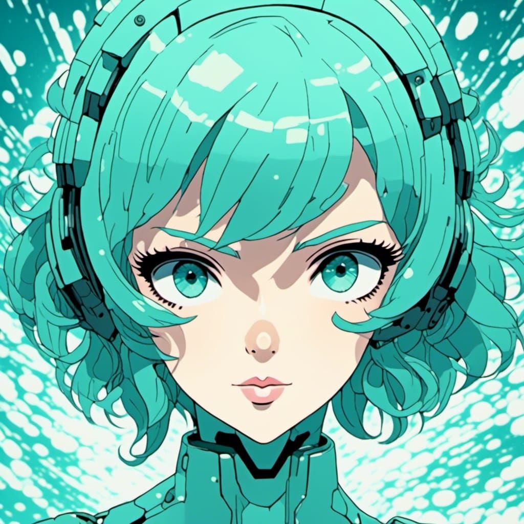 Retro Anime Portrait with Intricate Mech Details