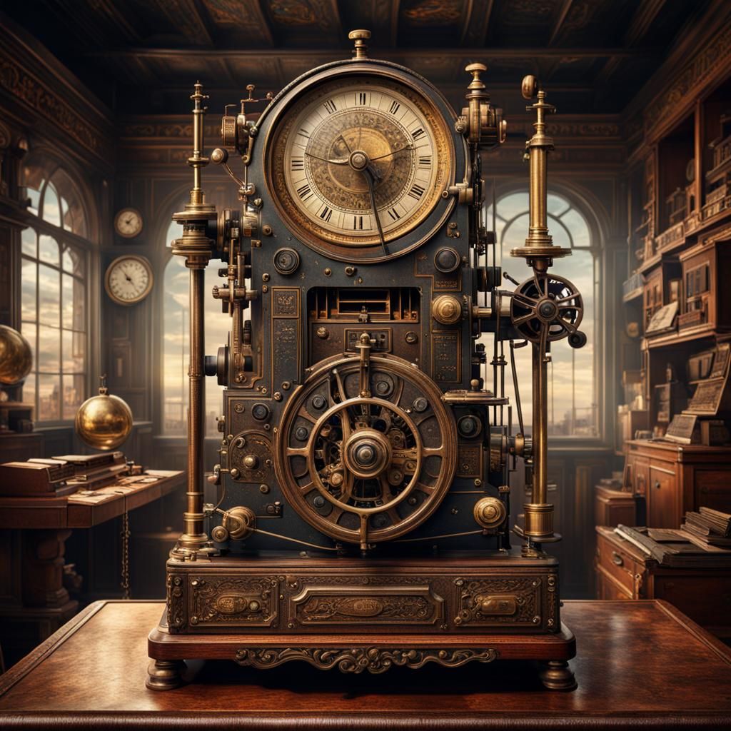 Antique Telegraph Machine in Digital Matte Painting Style