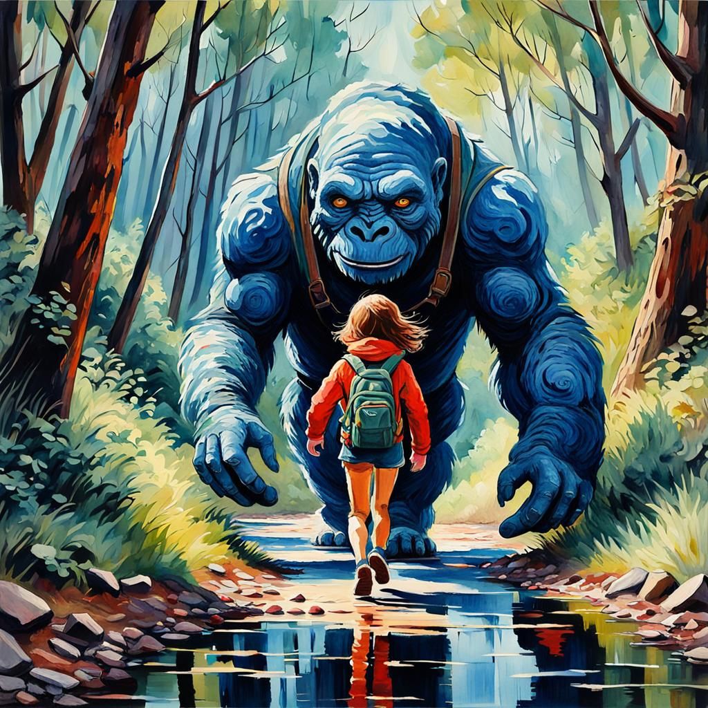 Impressionist Gouache Painting of a Runner