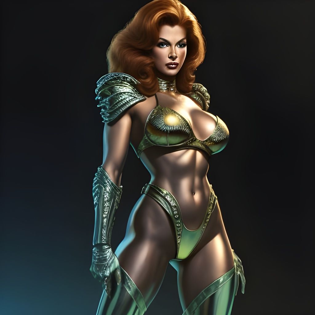 Retro Sci-Fi Pinup in Brass Bikini