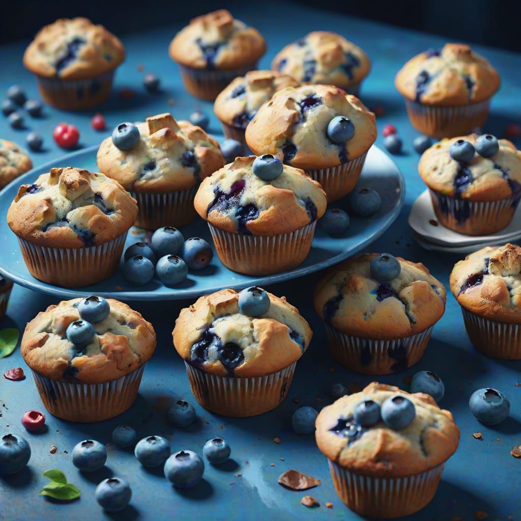Detailed Blueberry Muffin Concept Art in Deep Color