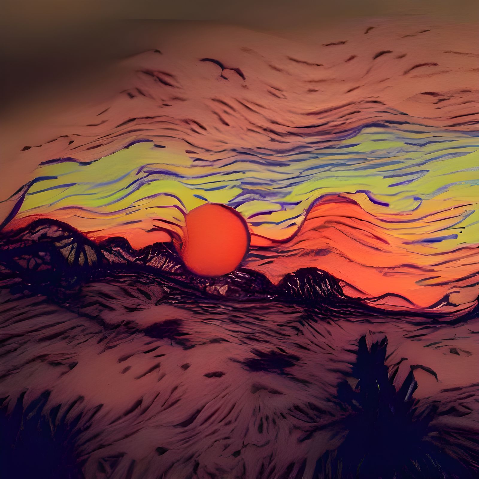 Sunset Colored with Sharpie Markers