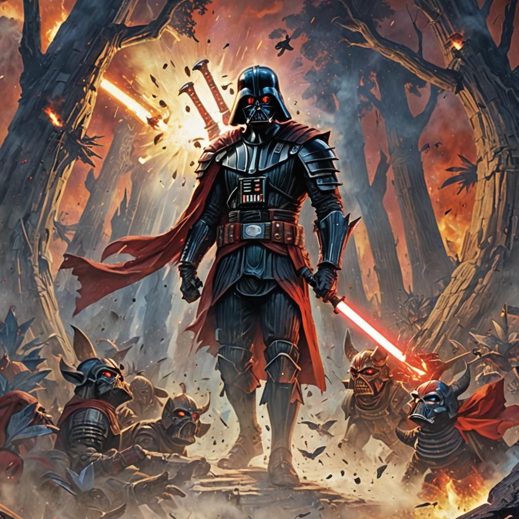 Darth Vader vs Shao Kahn in Fiery Ruins