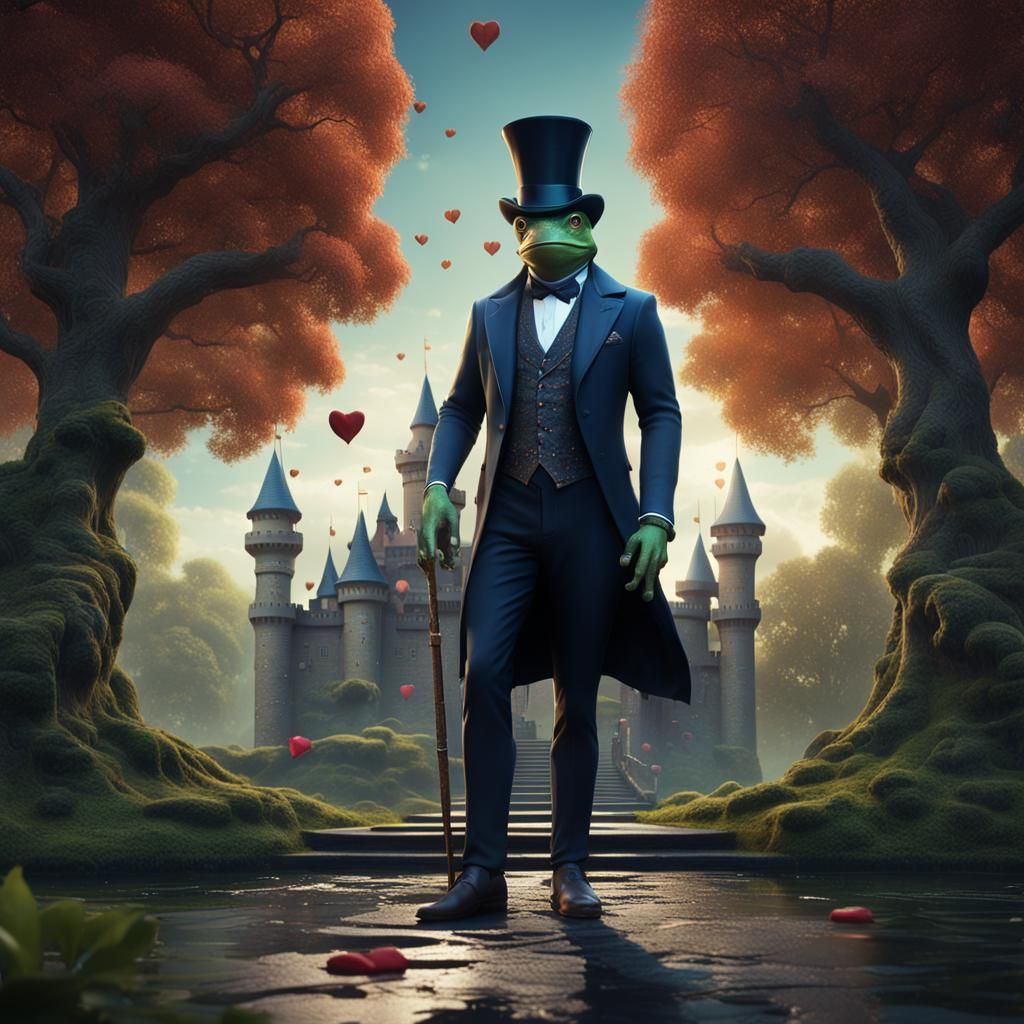 Frog Man in Top Hat Fantasy Art