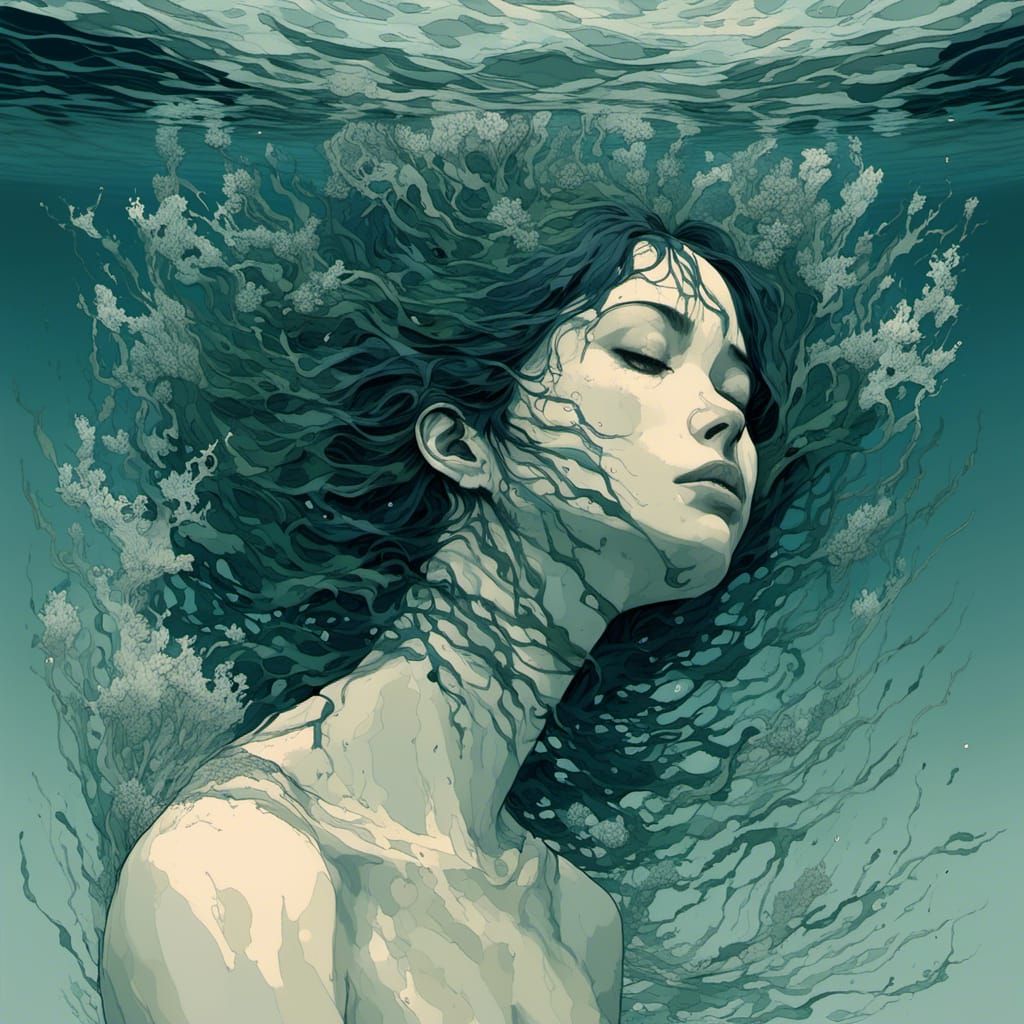 Oppressive Dark Fantasy: Drowning Woman in Deep Sea