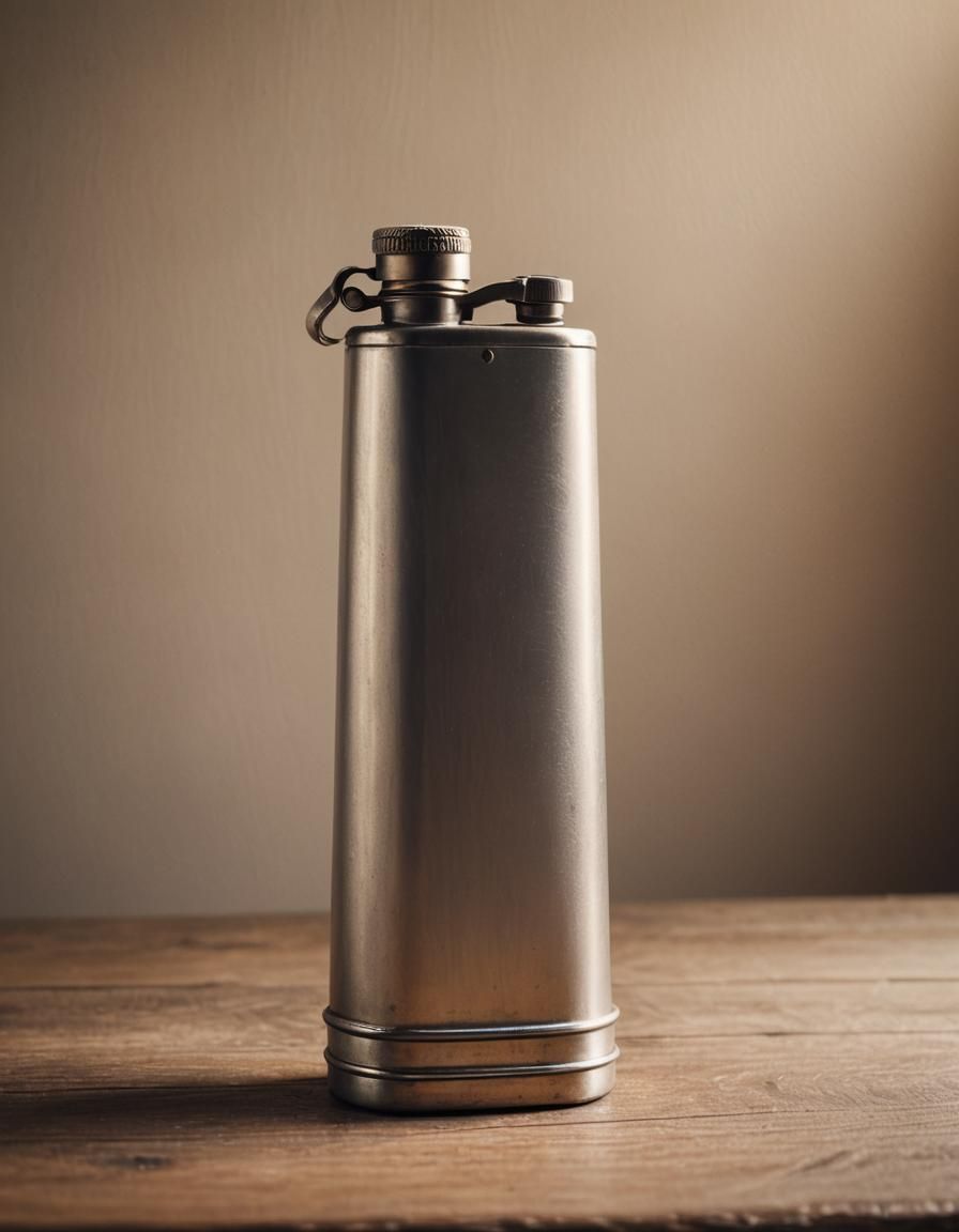 Flask on Wooden Table Still Life