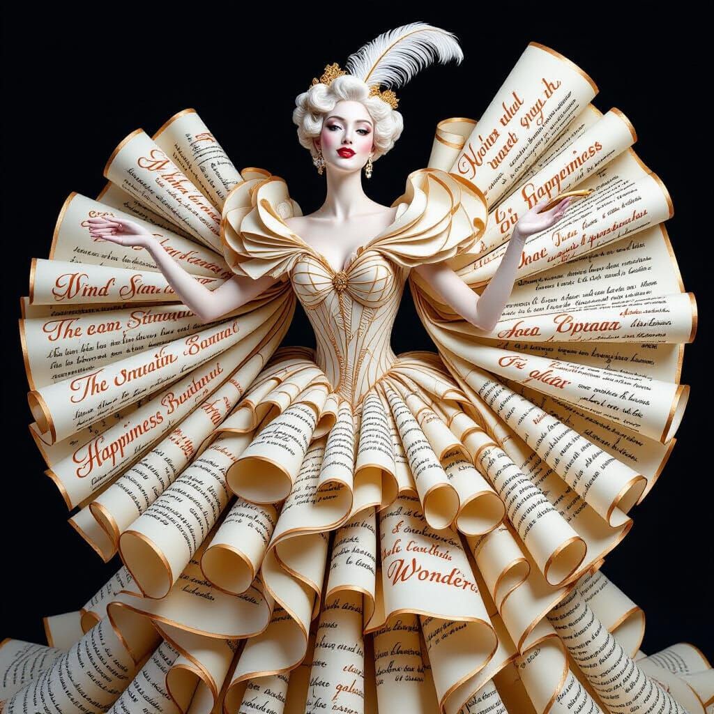 Parchment Gown on the Shore in Dreamlike Style