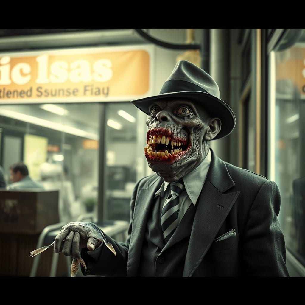 Eerie Fishmonger in Dark Biomorphic Style