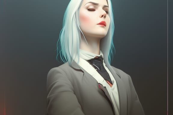 Girl and Man Kissing Before a Clock, Detailed Comic Art