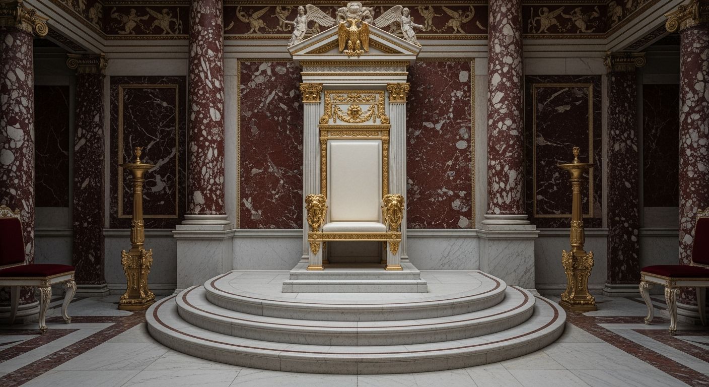 Majestic Empty Throne in Ancient Roman Palace