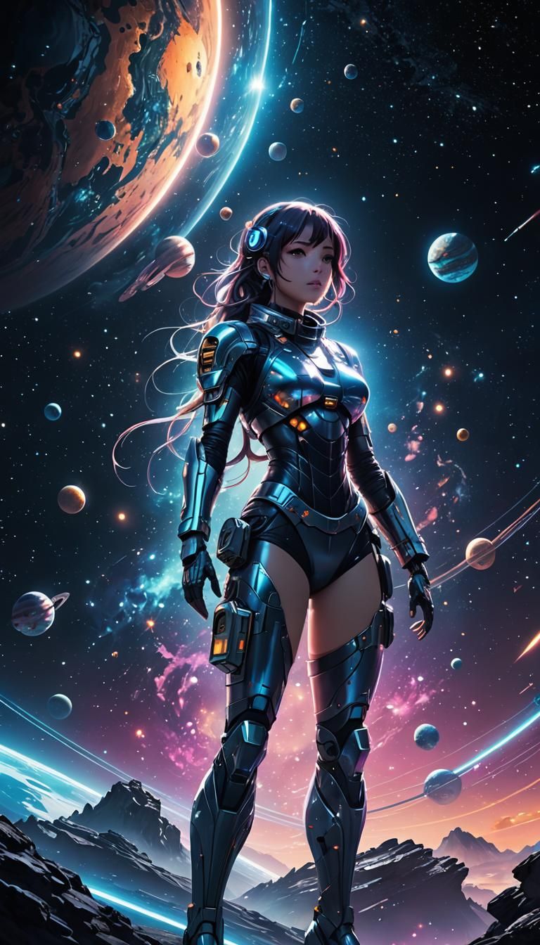 Anime Astronaut Girl in Space Bikini