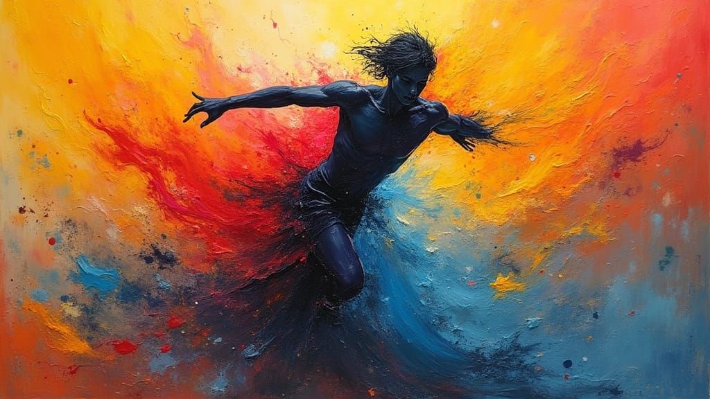 Dynamic Figure in Motion: A Futurism-Inspired Image