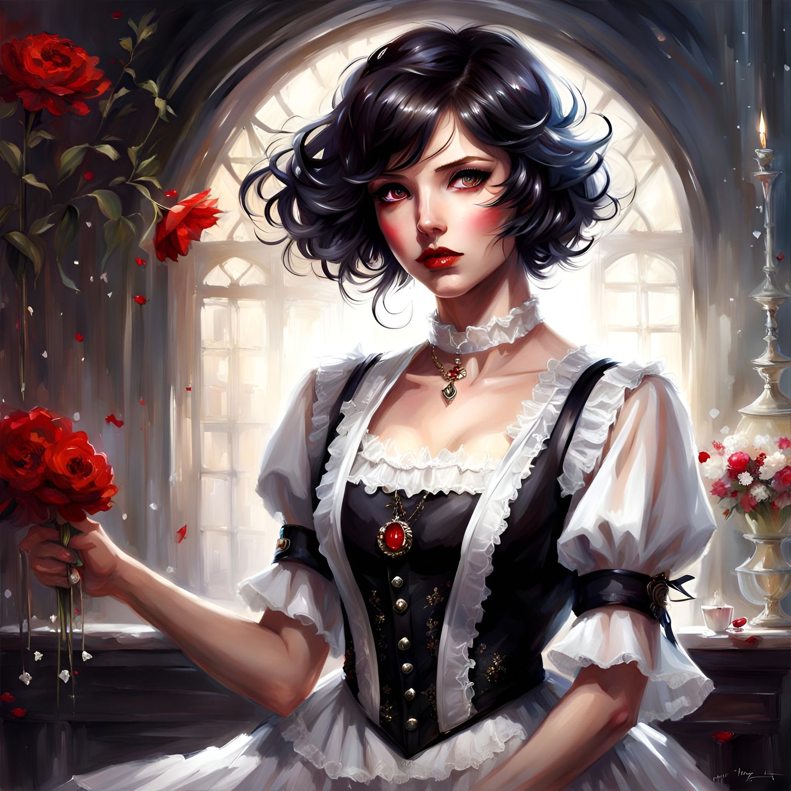 Ethereal British Maid in Splash Art Style