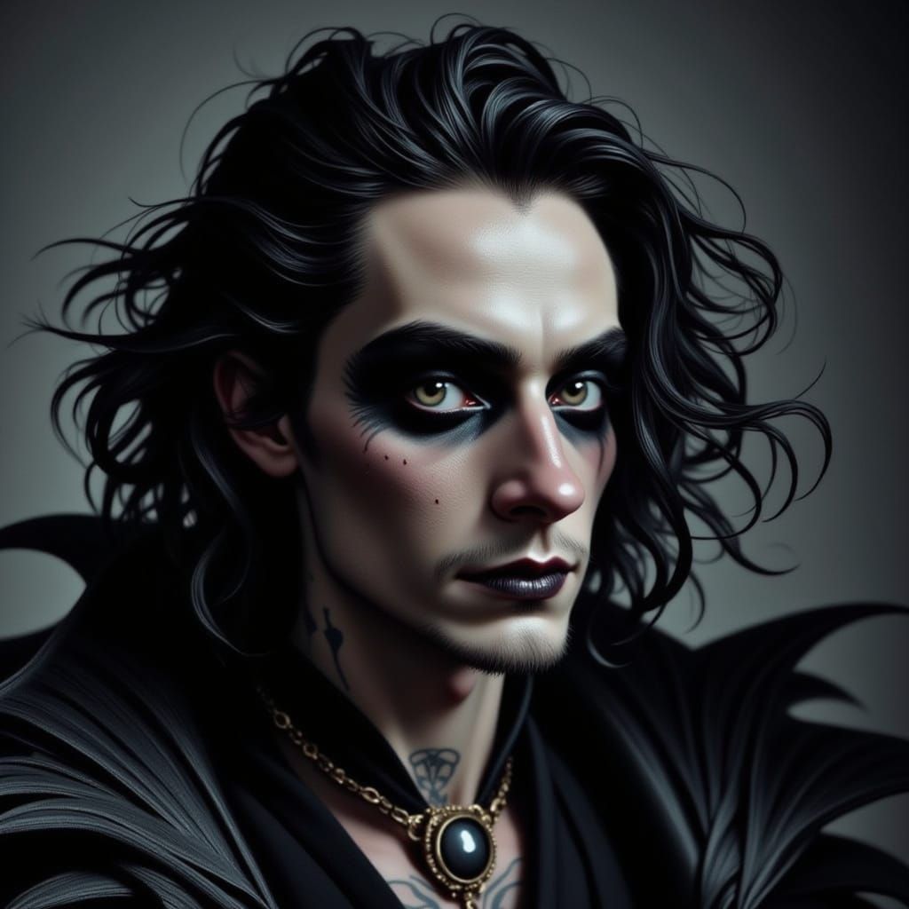 Gothic Human Jack Skellington Portrait in Hyperrealistic Sty...