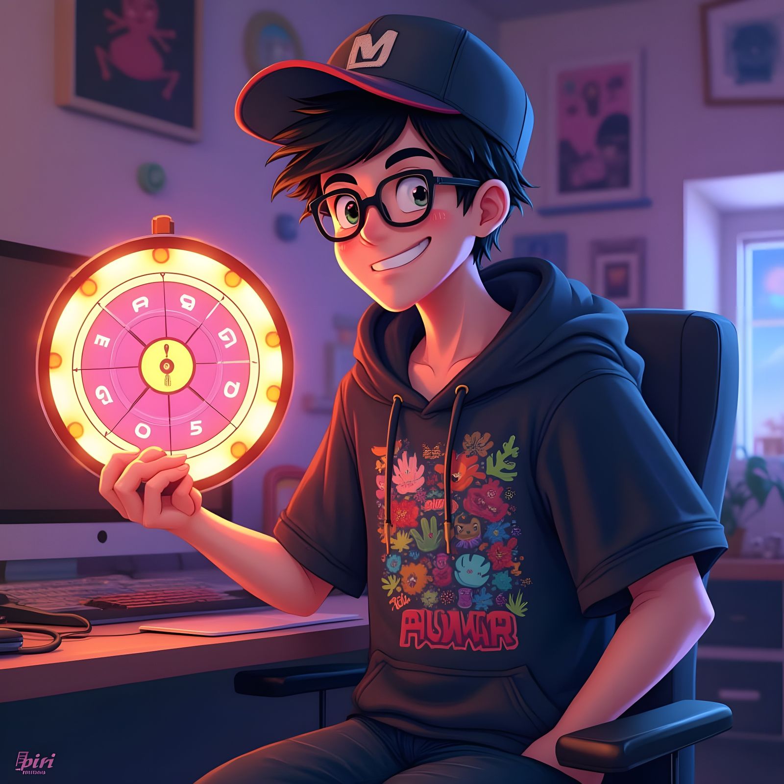 YouTuber Character Portrait with Ranking Wheel