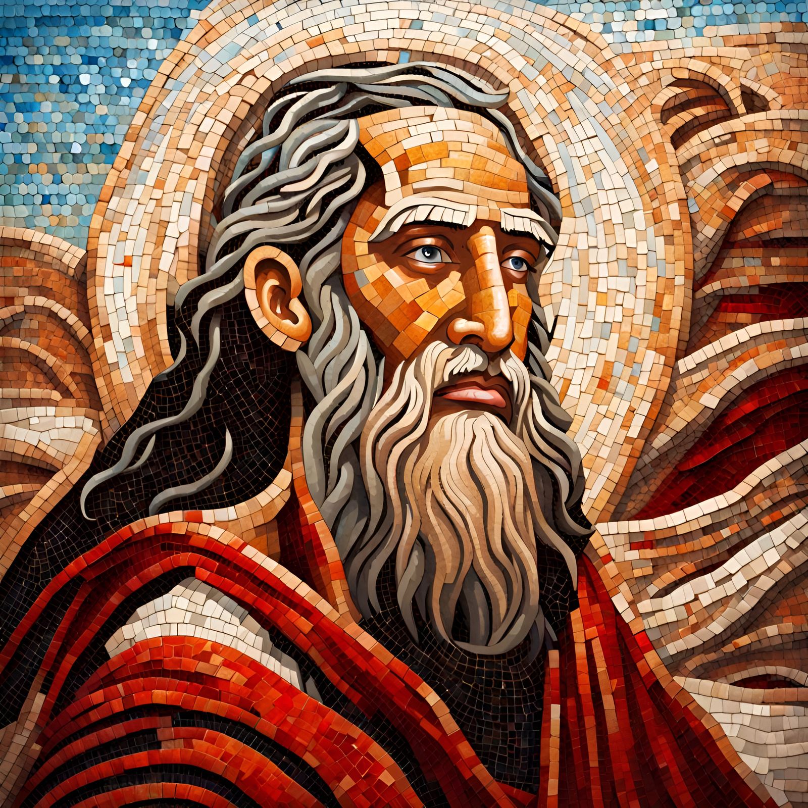 Mosaic Portrait of Moses Parting the Sea
