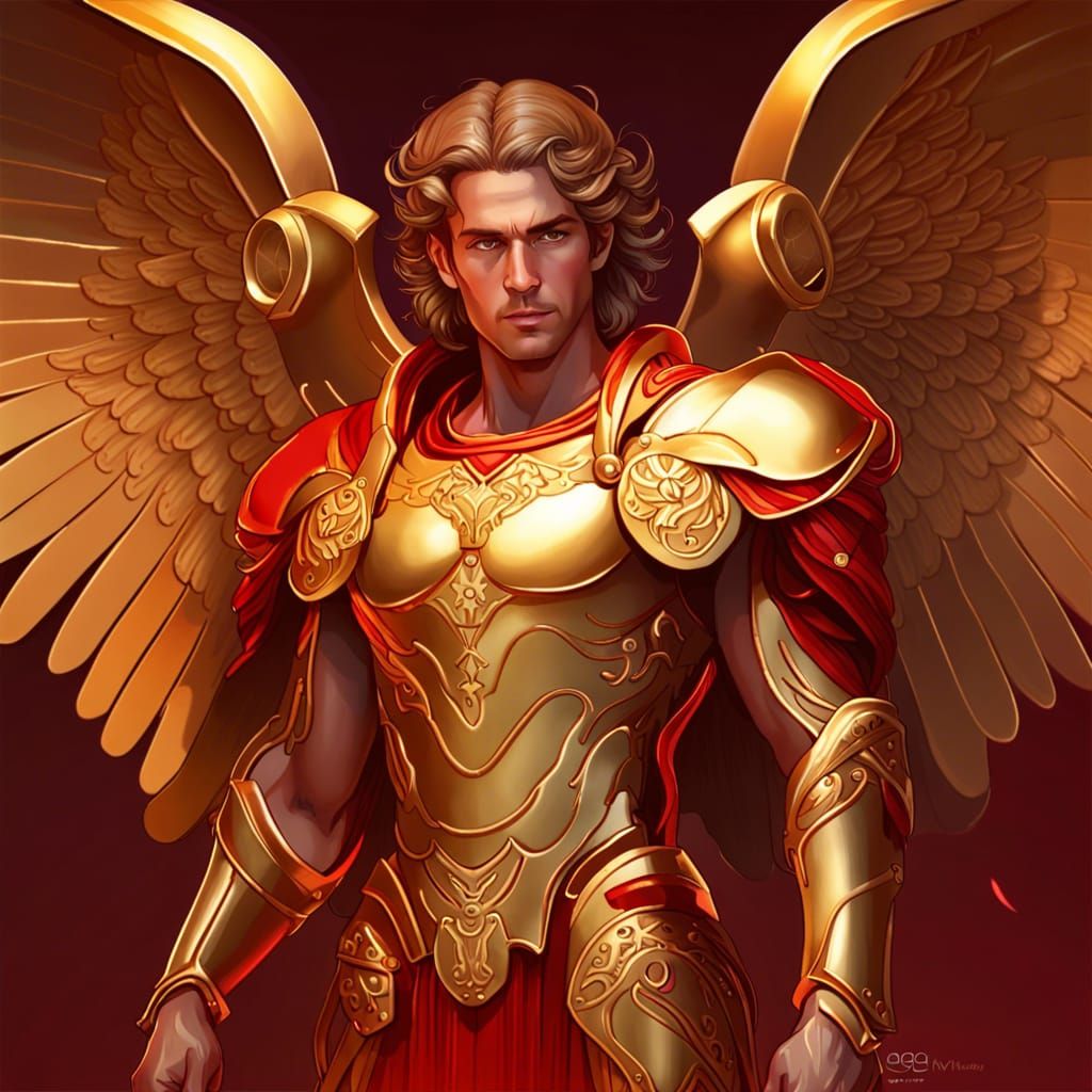 Aries Angel in Golden Armor: Hyperrealistic Digital Art