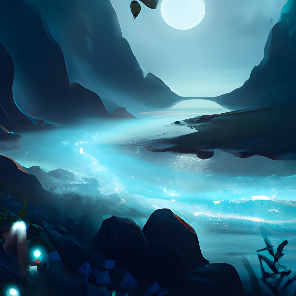 Moonlit River in Fantasy Digital Illustration