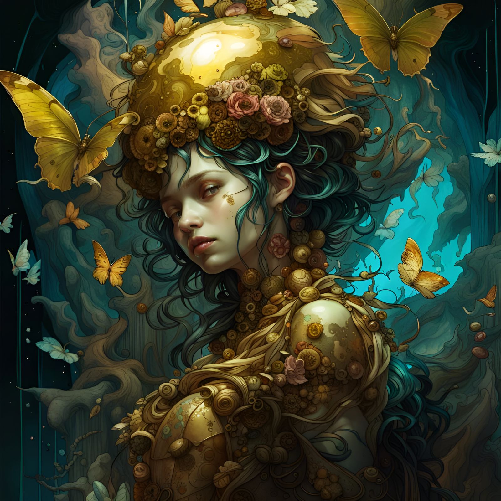 Golden Nightmare in Lucid Dream: Fantasycore Art