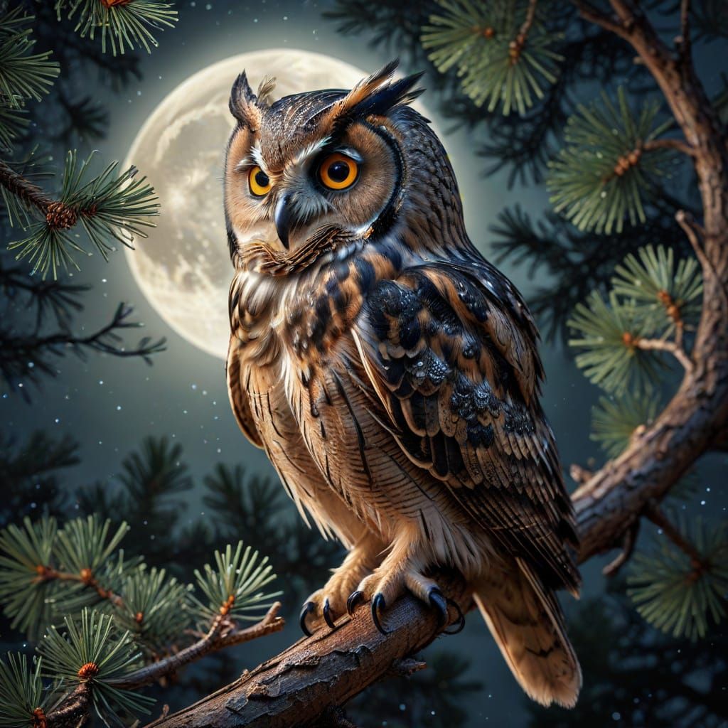 Moon Kissed Pine Forest Owl!