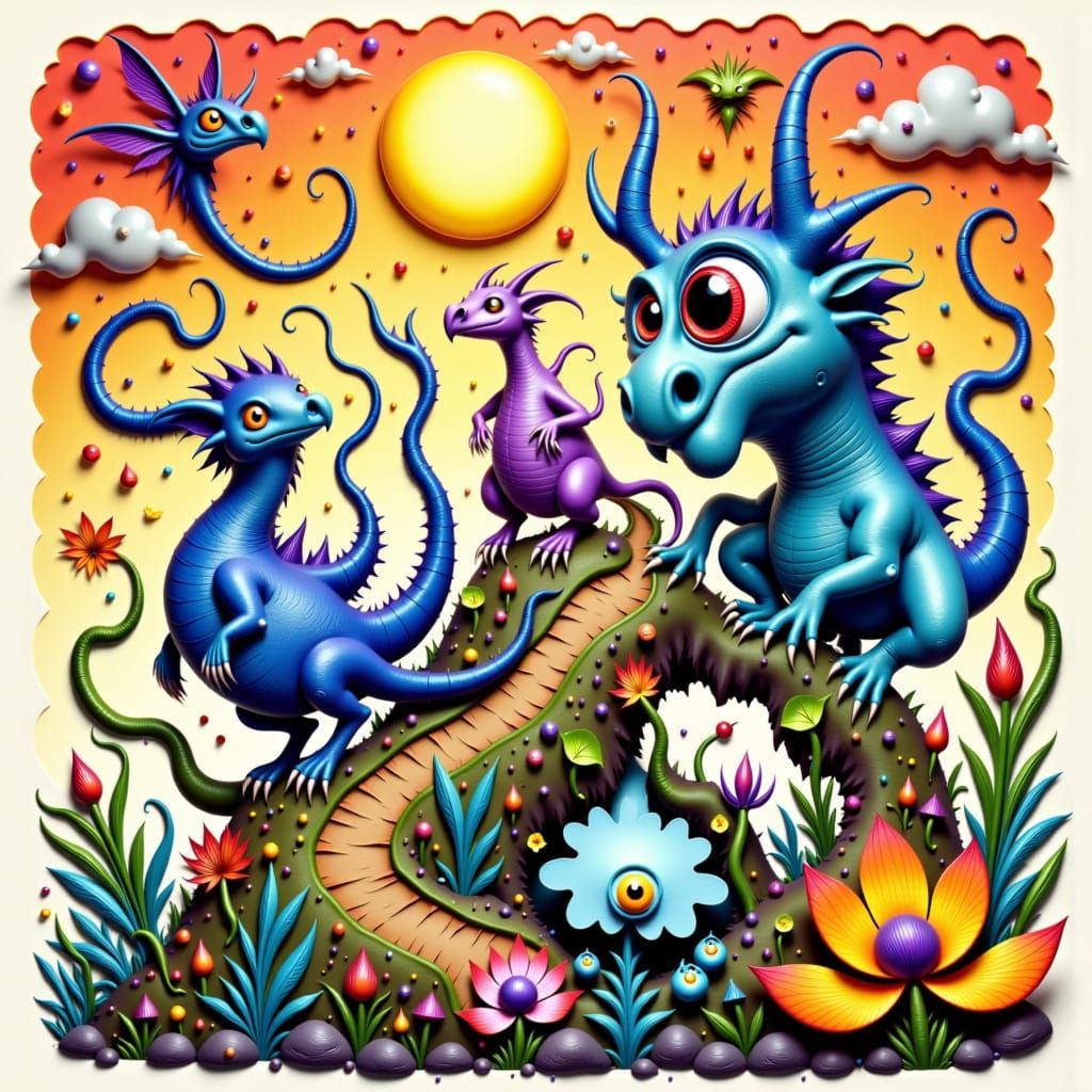 Mythical Creatures in a Fantastical Environment