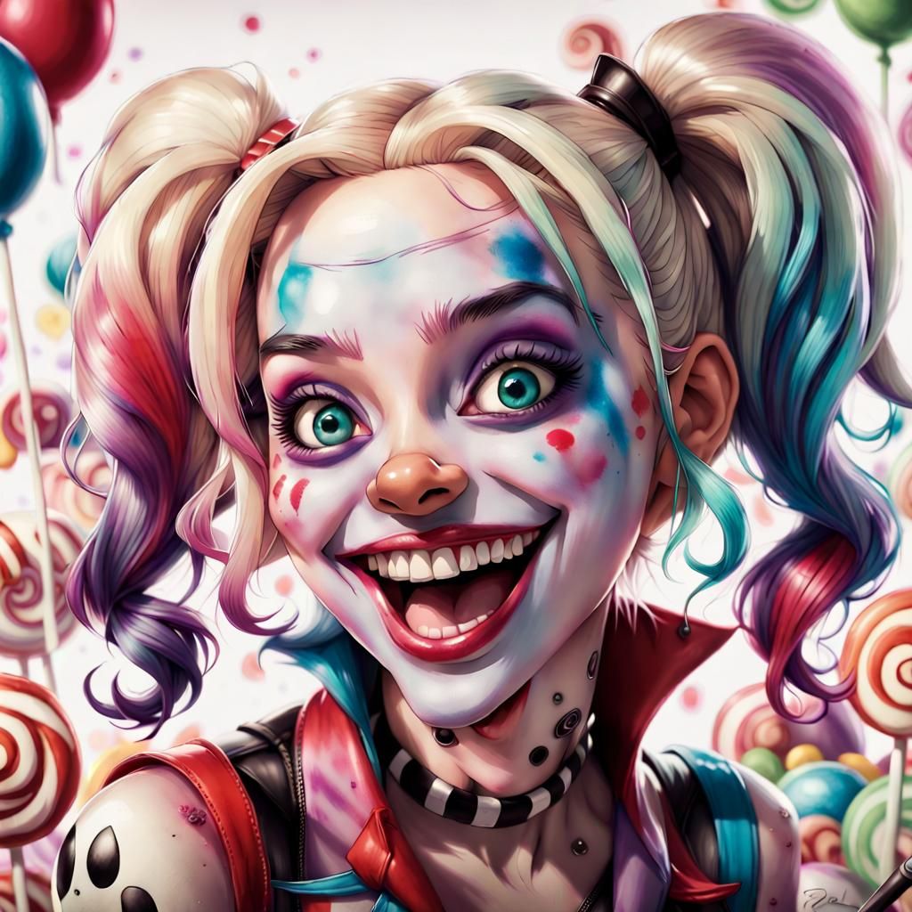 Whimsical Laughing Face in Anime Style