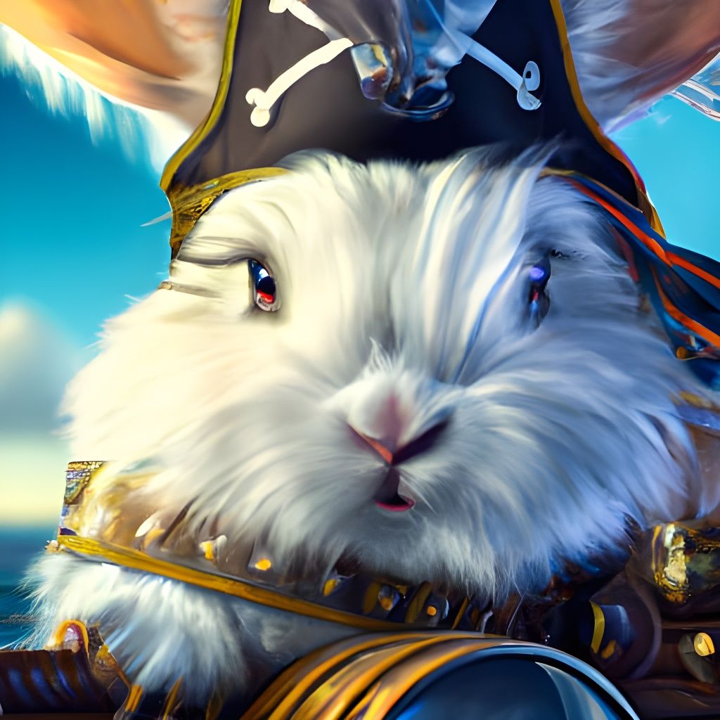 Cute Rabbit Pirate Portrait in Hyperdetailed Style