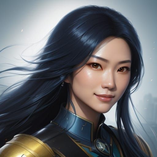 Young Woman Portrait in Digital Painting Style