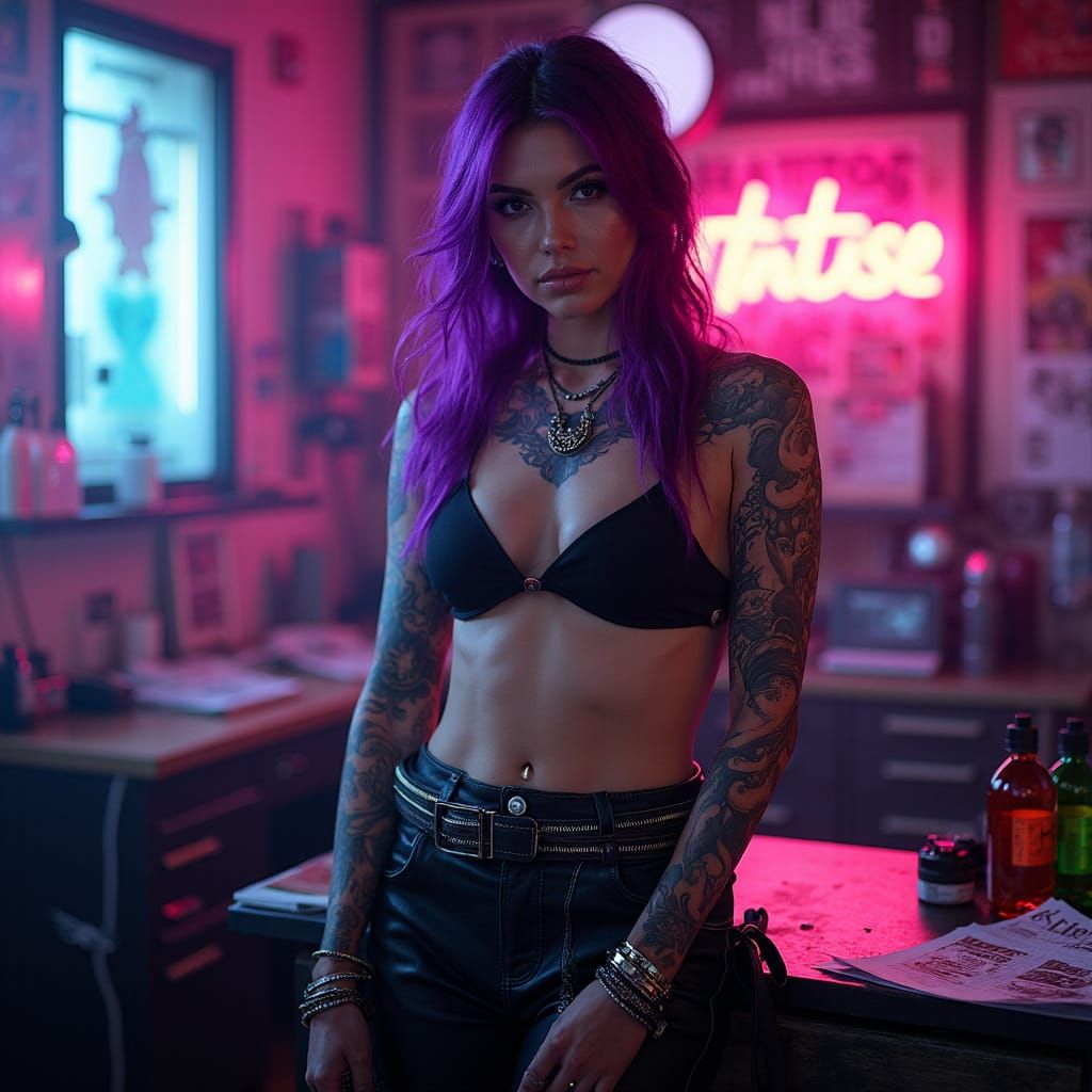 Confident Tattoo Artist in Moody Studio