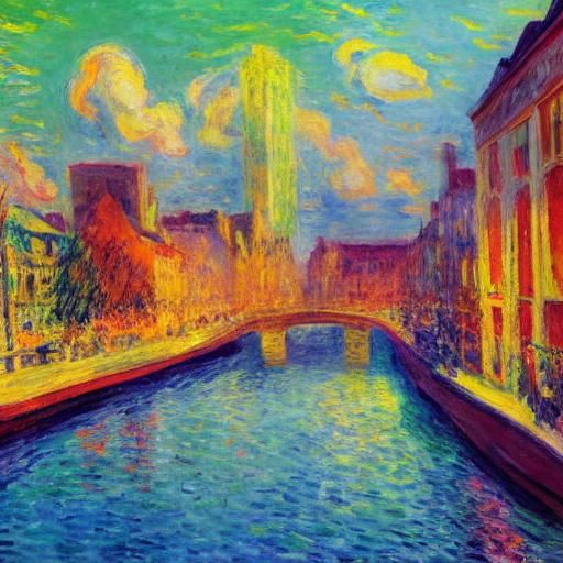 Impressionist Cityscape with Expressive Brushwork