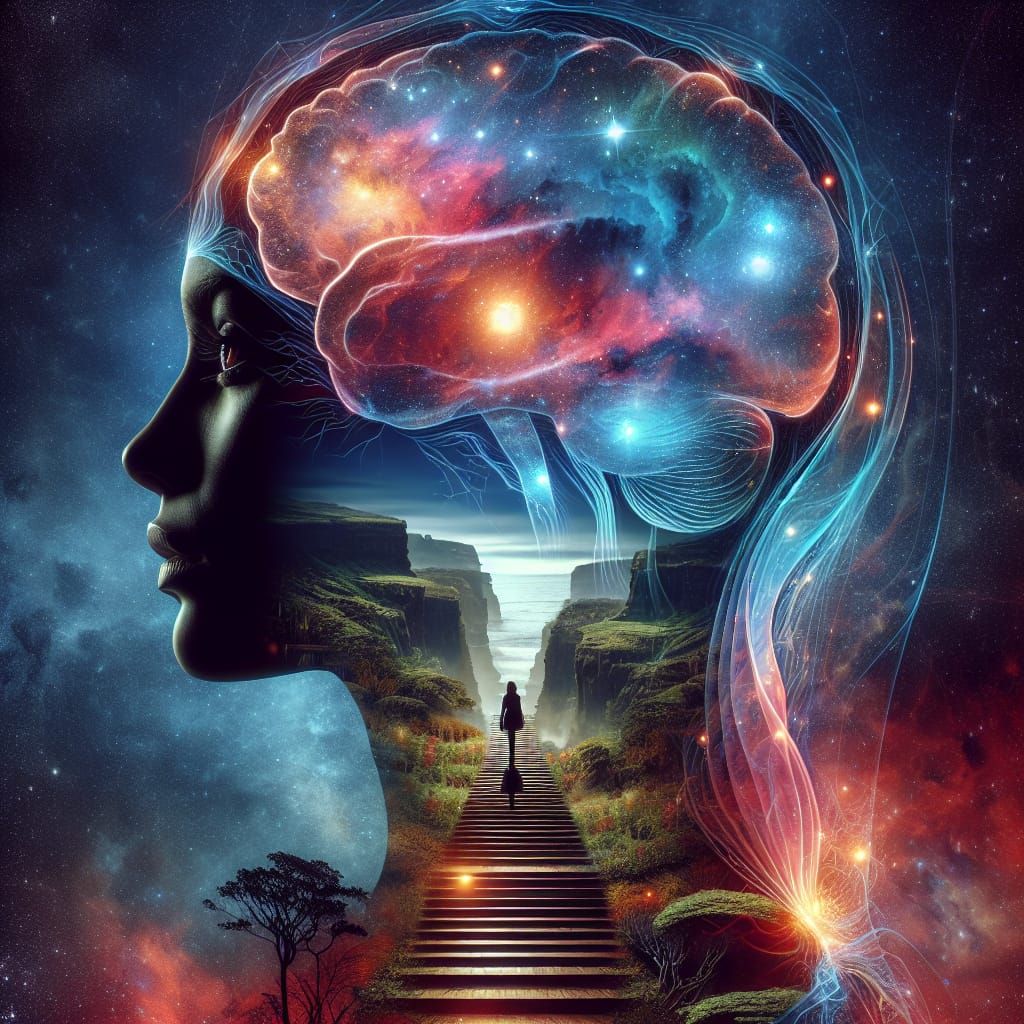 Double Exposure Mindscape with Madagascar Landscape