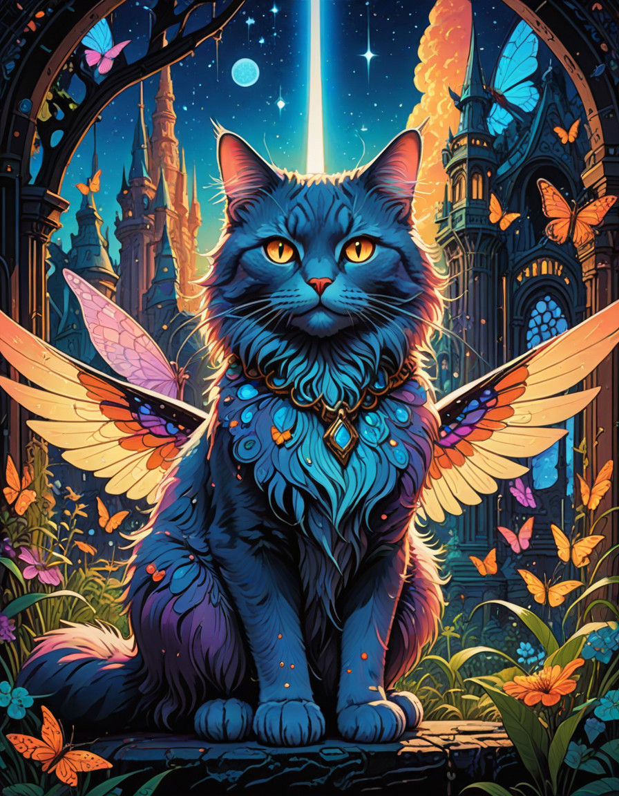 Cosmic Whimsy in Neo-Impressionist Style Anime Painting