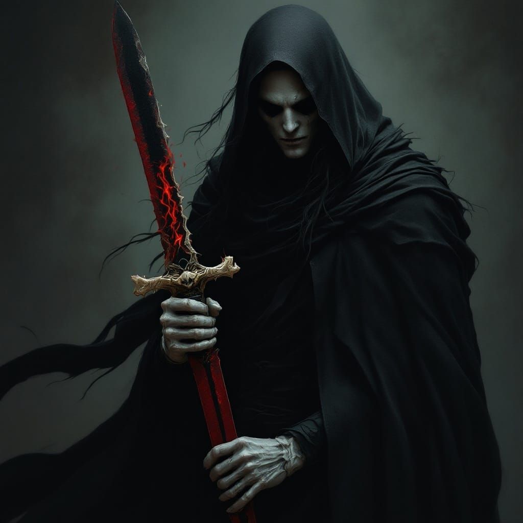 Dark Assassin with Bone Sword and Dagger
